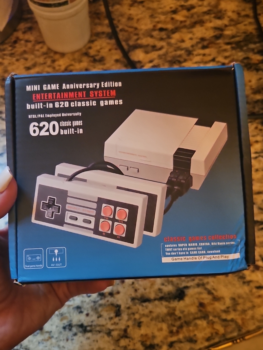 Classic Mini Game Console - White Retro Edition with 620 Built-In Games